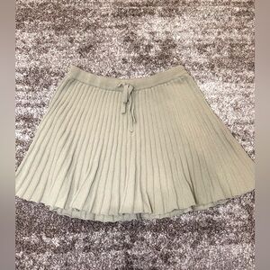 American Eagle Outfitters Sage Green Pleated Knit Skater Skirt